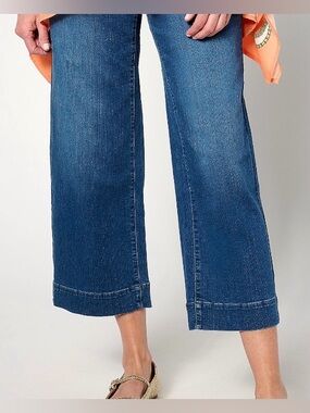 Belle by Kim Gravel Indigo Wide-Leg Cropped Jeans